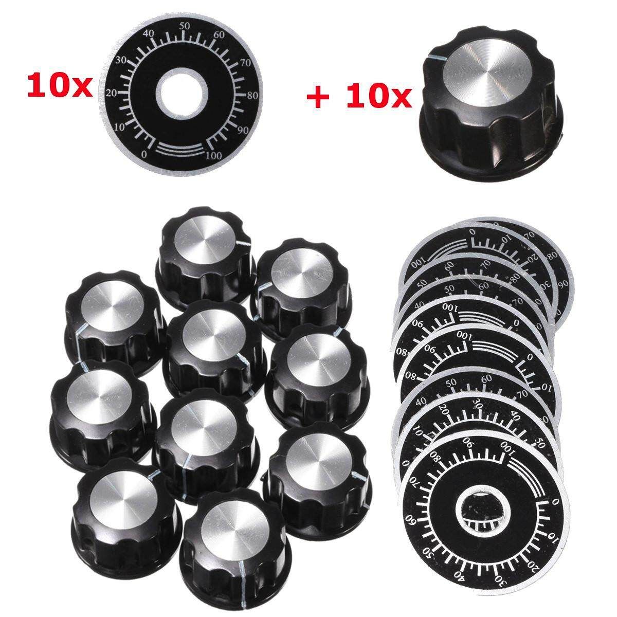 10PCS Rotary Caps Potentiometer Knobs With 10PCS Counting Dial 0 - 100 Scale New