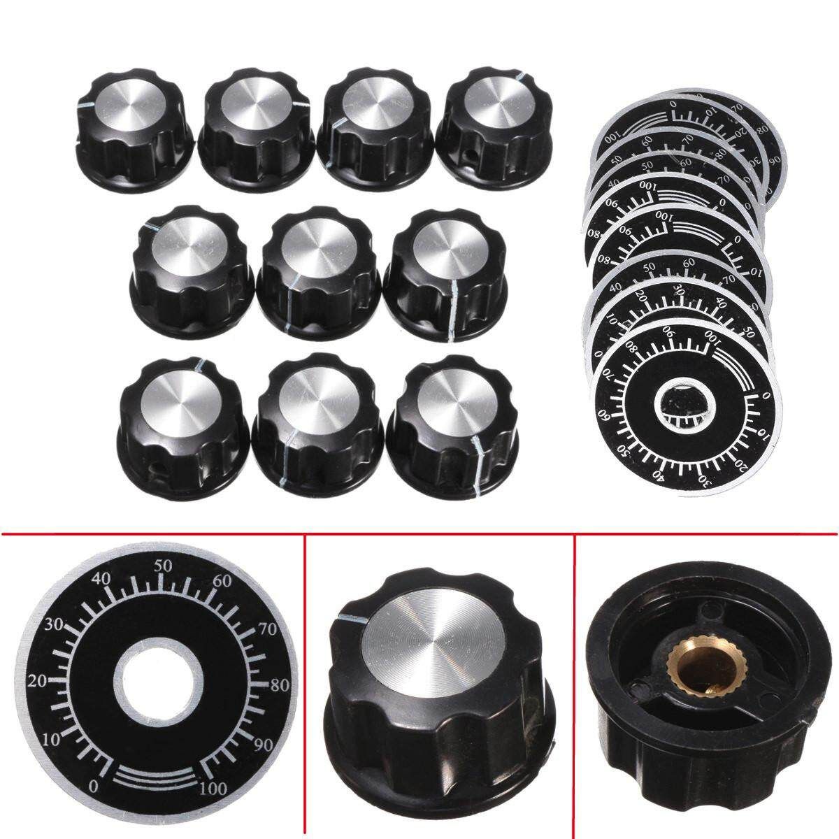 10PCS Rotary Caps Potentiometer Knobs With 10PCS Counting Dial 0 - 100 Scale New