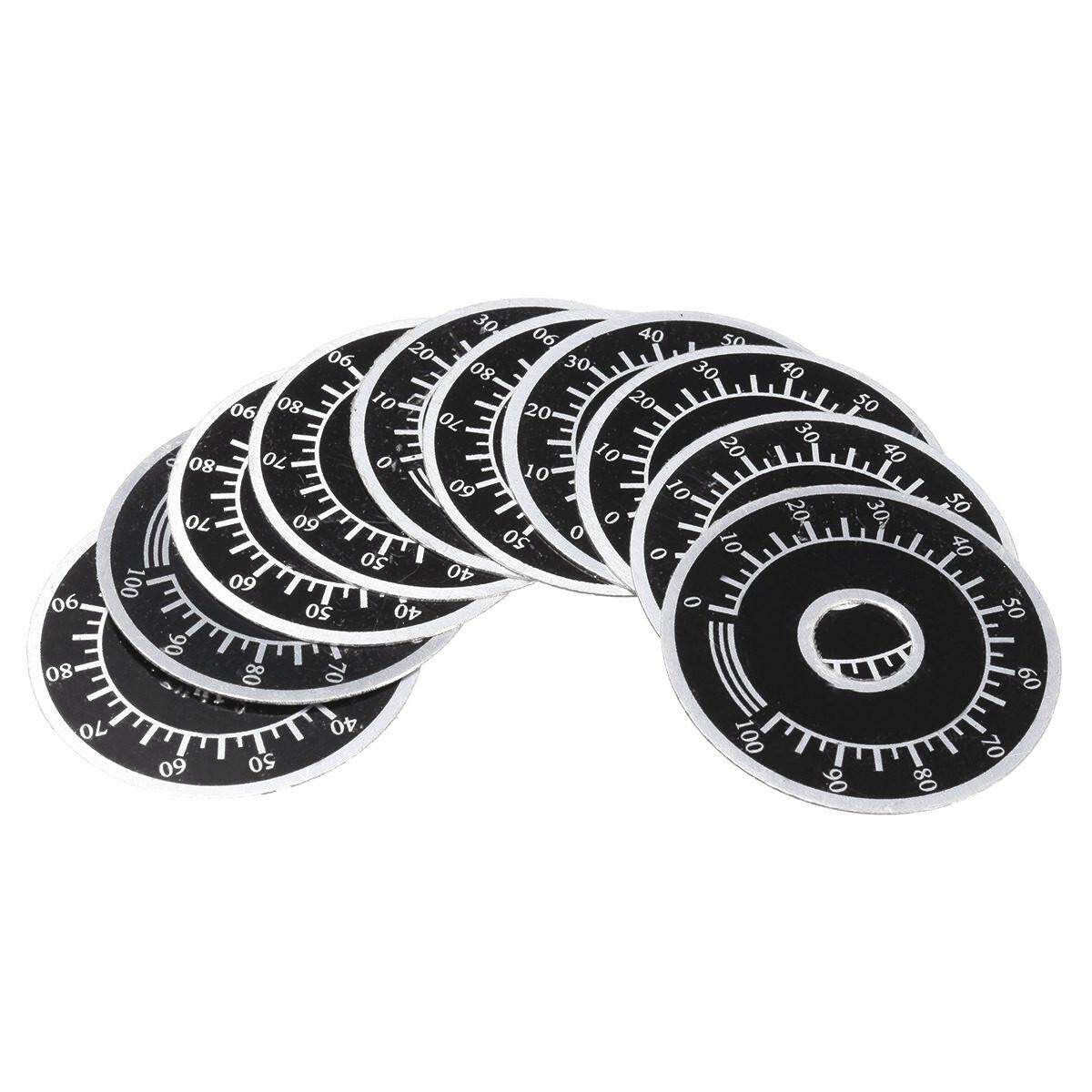10PCS Rotary Caps Potentiometer Knobs With 10PCS Counting Dial 0 - 100 Scale New