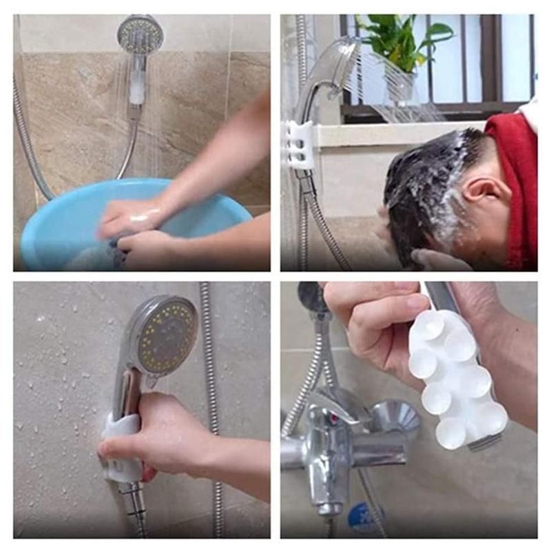 2 Silicone Wall-Mounted Removable Shower Head Brackets