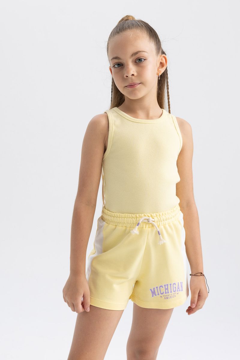 Girl Casual Short Knitted Short - Yellow