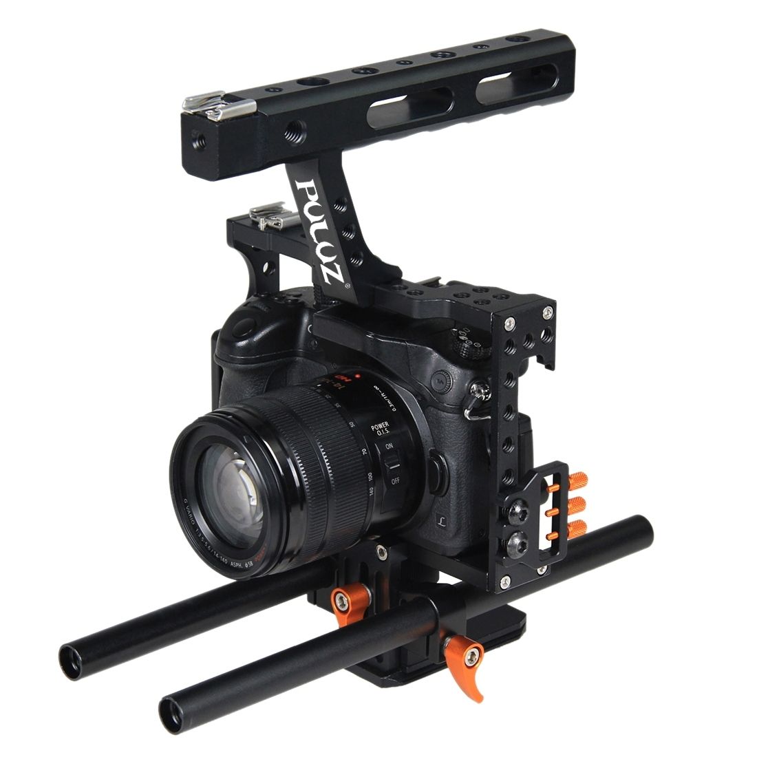PULUZ Camera Cage Handle Stabilizer For Sony A7 & A7S & A7R, A7R II & A7S II, A7RIII & A7 III, Panasonic Lumix DMC-GH4(Orange)