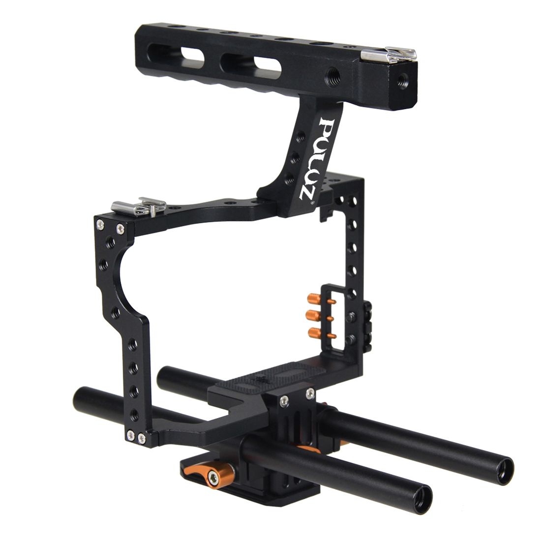 PULUZ Camera Cage Handle Stabilizer For Sony A7 & A7S & A7R, A7R II & A7S II, A7RIII & A7 III, Panasonic Lumix DMC-GH4(Orange)