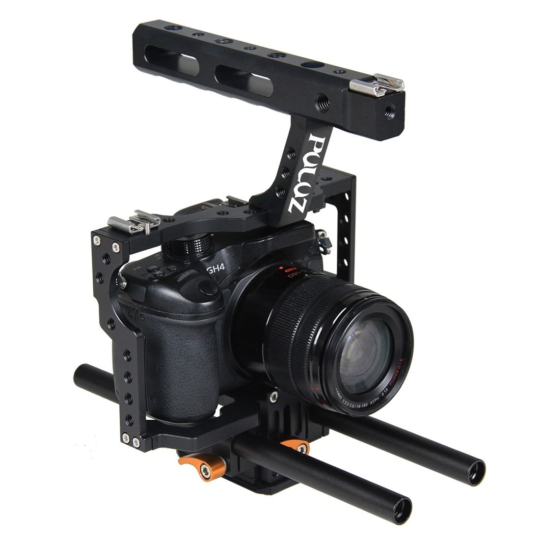 PULUZ Camera Cage Handle Stabilizer For Sony A7 & A7S & A7R, A7R II & A7S II, A7RIII & A7 III, Panasonic Lumix DMC-GH4(Orange)