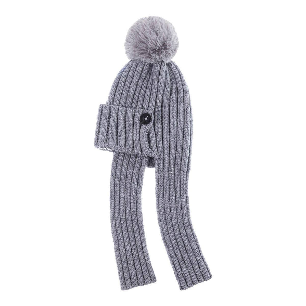 Fashion Soft Warm Knit Pom Pom Hat Thick Newborn Pom Hat For Gray