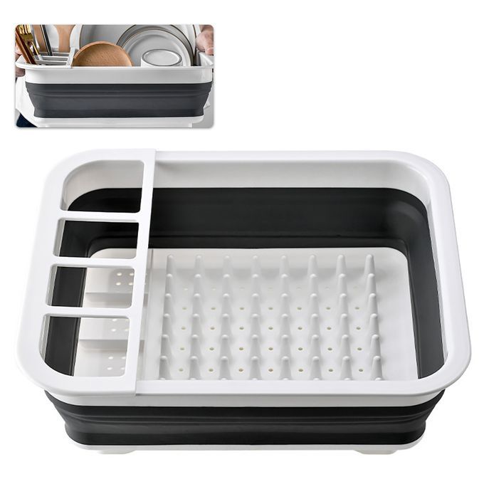 Dish Drainer Collapsible Dish Rack Drain Tray Colander With