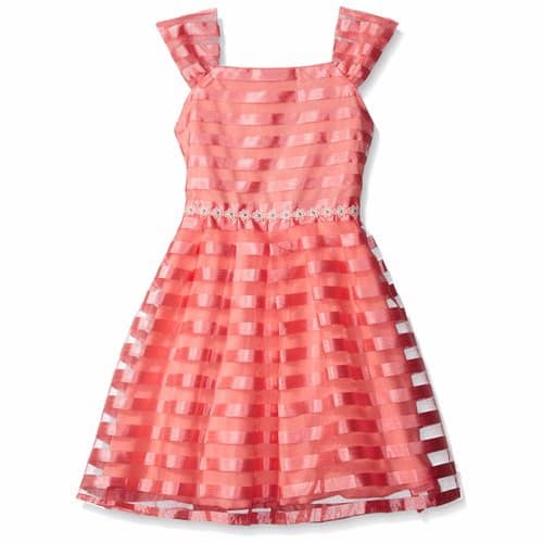 Speechless Girls' Shadow Stripe Organza Dress