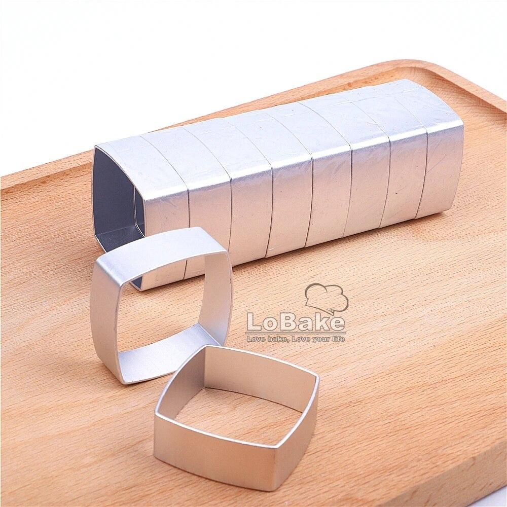 (10pcs/lot) Latest convex fat square shape Aluminium alloy cookie dough fruit salad cake cutter pineapple mold for DIY bakery