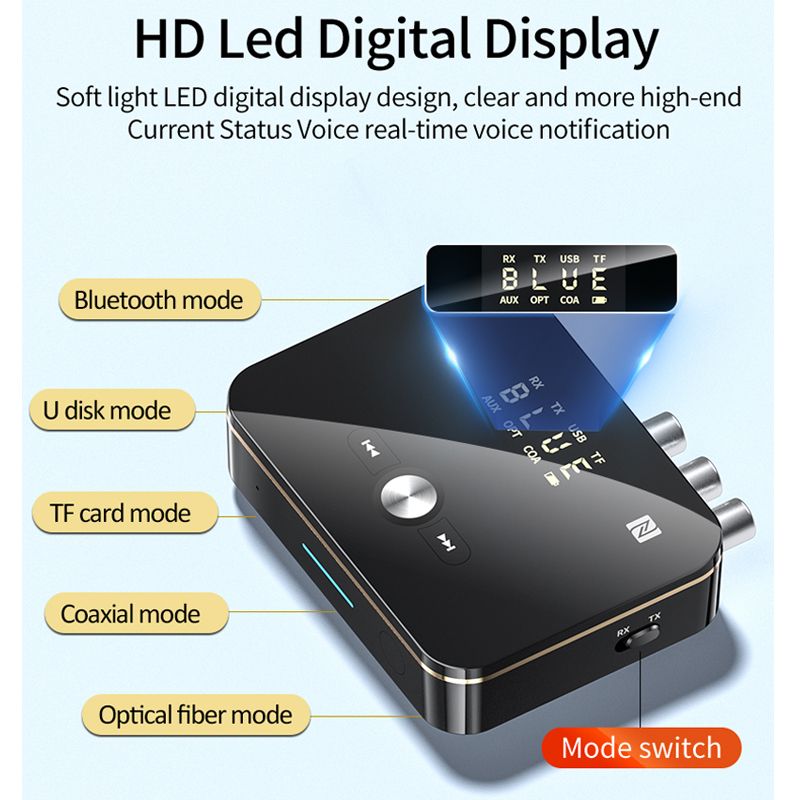 Bluetooth 5.0 Receiver Transmitter Nfc Led Stereo 3.5mm