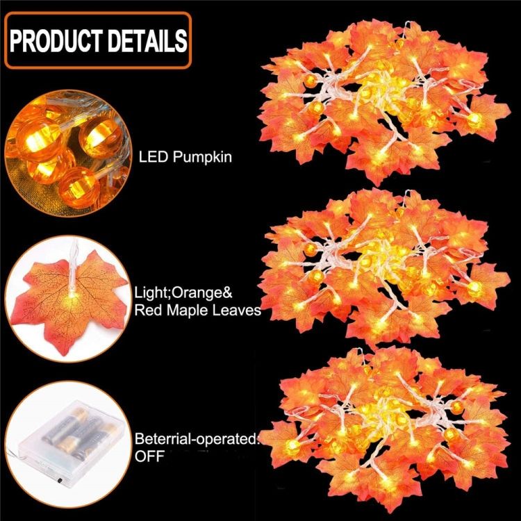 1.5m 10 LEDs Maple Pumpkin String Lights Halloween Decor