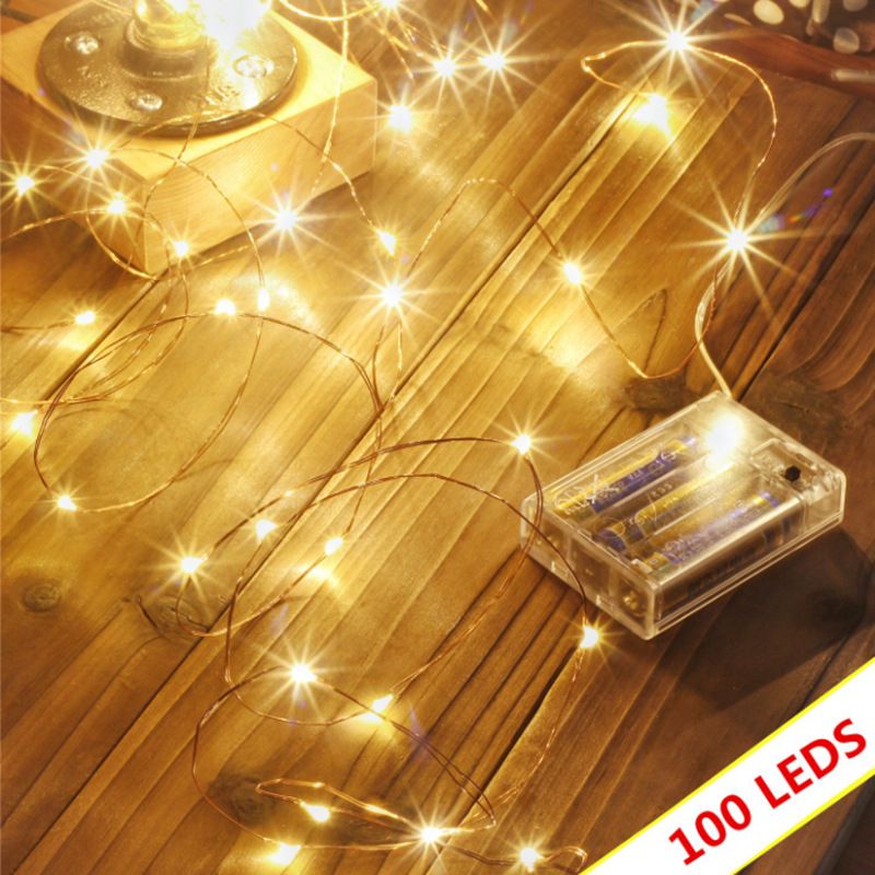 LED Christmas Copper Wire String Lights Gypsophila Fairy Lights Battery Box Waterproof Battery Decorative Lamp 2022 New Year--warm--5m 50leds