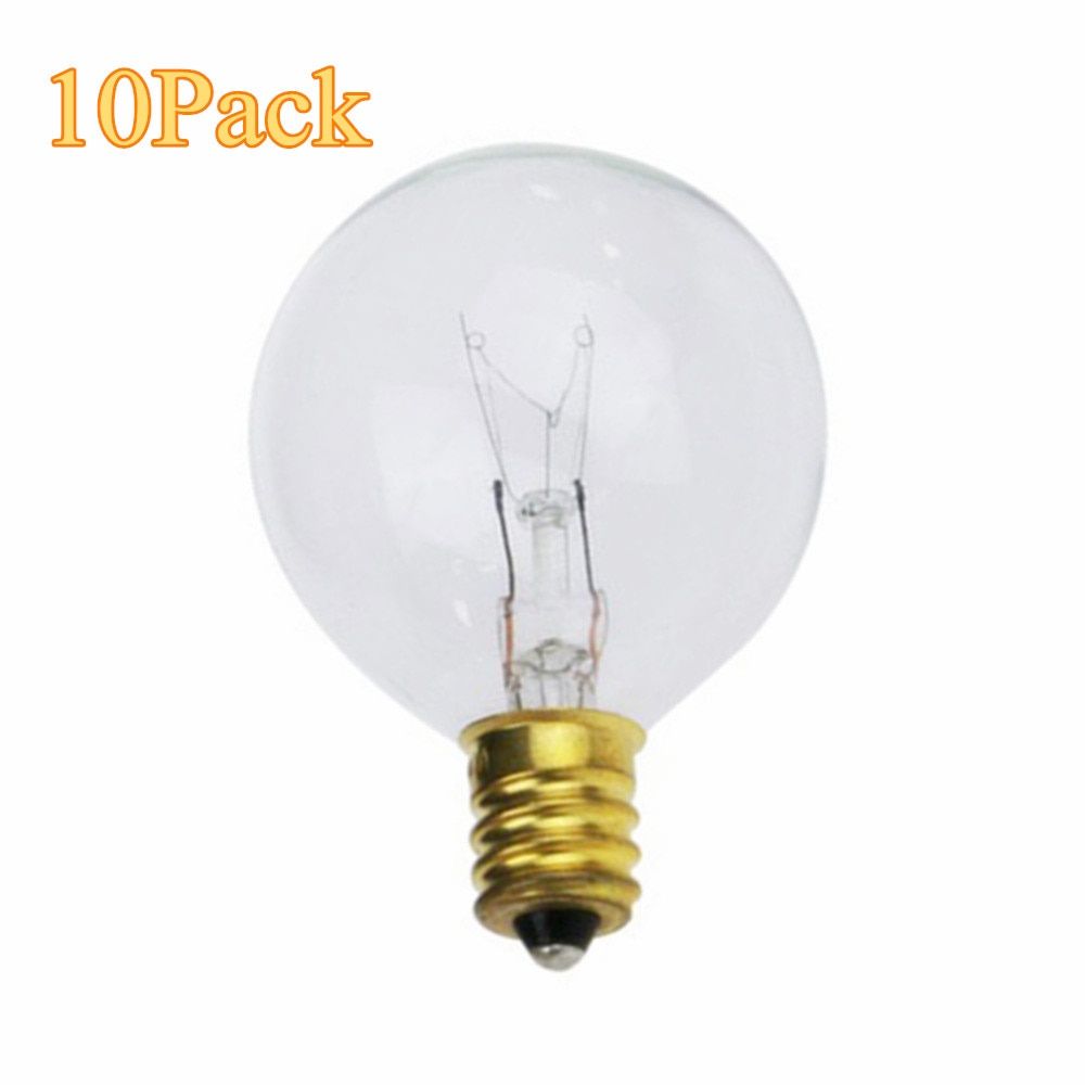 10X Clear Globe G40 Spare Bulbs, Warm Incandescent E12 Base Replacement GlBulb For G40 String Light--Warm White--AC220V 7W