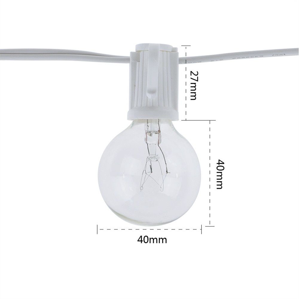 10X Clear Globe G40 Spare Bulbs, Warm Incandescent E12 Base Replacement GlBulb For G40 String Light--Warm White--AC220V 7W