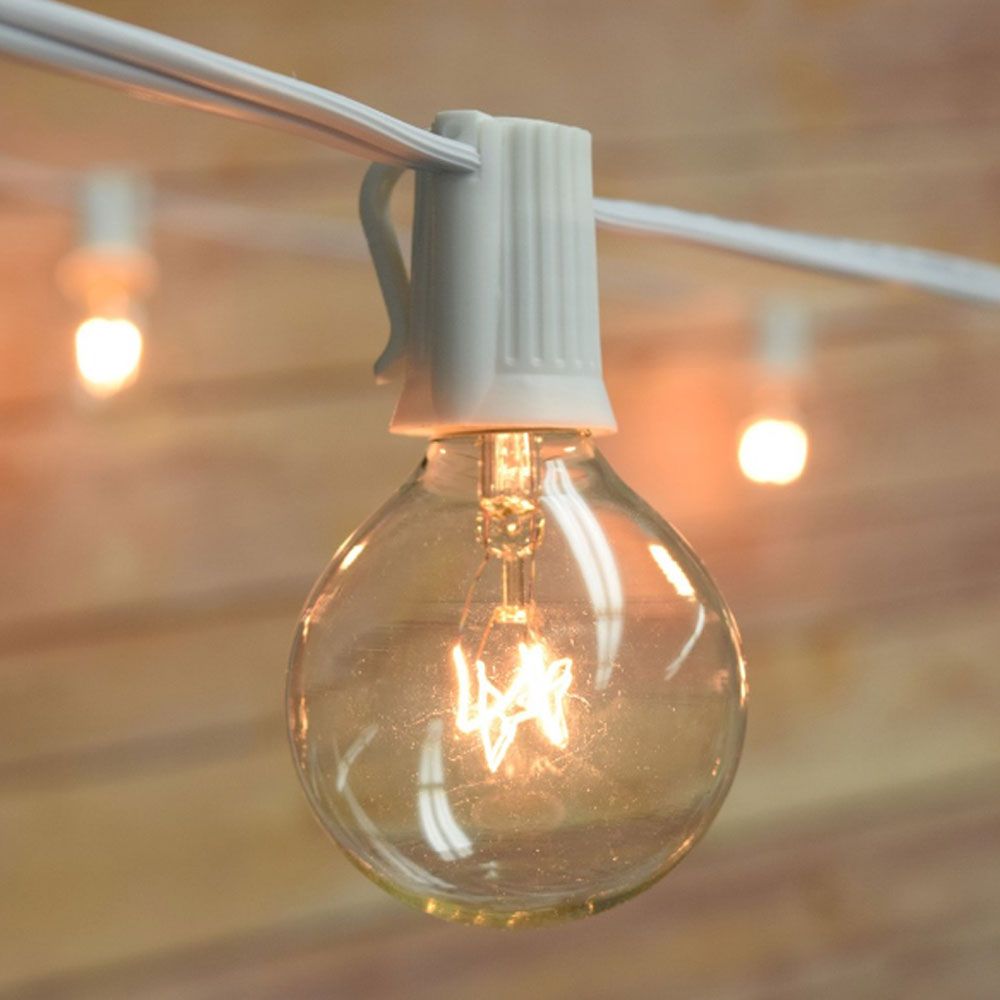 10X Clear Globe G40 Spare Bulbs, Warm Incandescent E12 Base Replacement GlBulb For G40 String Light--Warm White--AC220V 7W