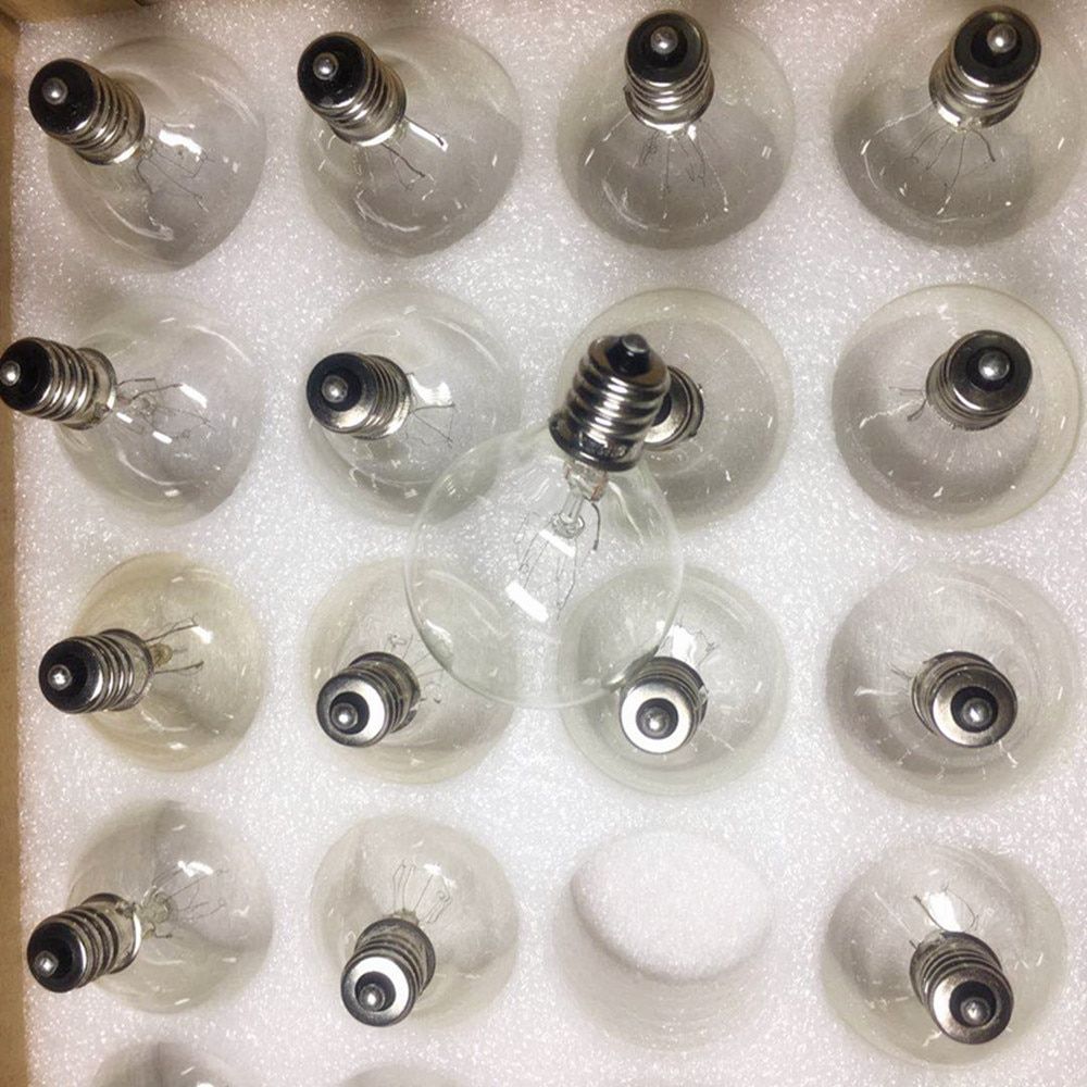 10X Clear Globe G40 Spare Bulbs, Warm Incandescent E12 Base Replacement GlBulb For G40 String Light--Warm White--AC220V 7W