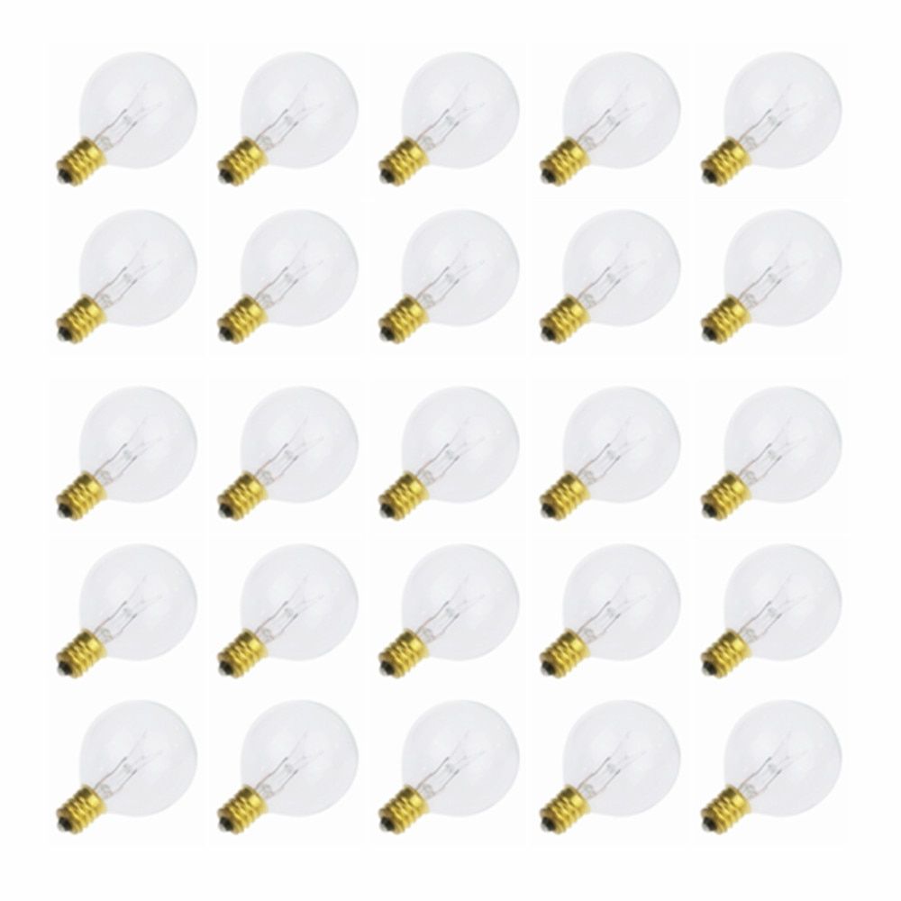 10X Clear Globe G40 Spare Bulbs, Warm Incandescent E12 Base Replacement GlBulb For G40 String Light--Warm White--AC220V 7W