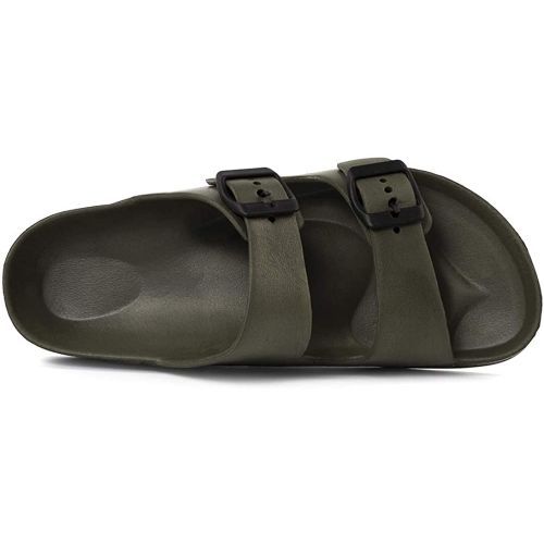 Men's Slippers Double Buckle Adjustable EVA Flat Sandals