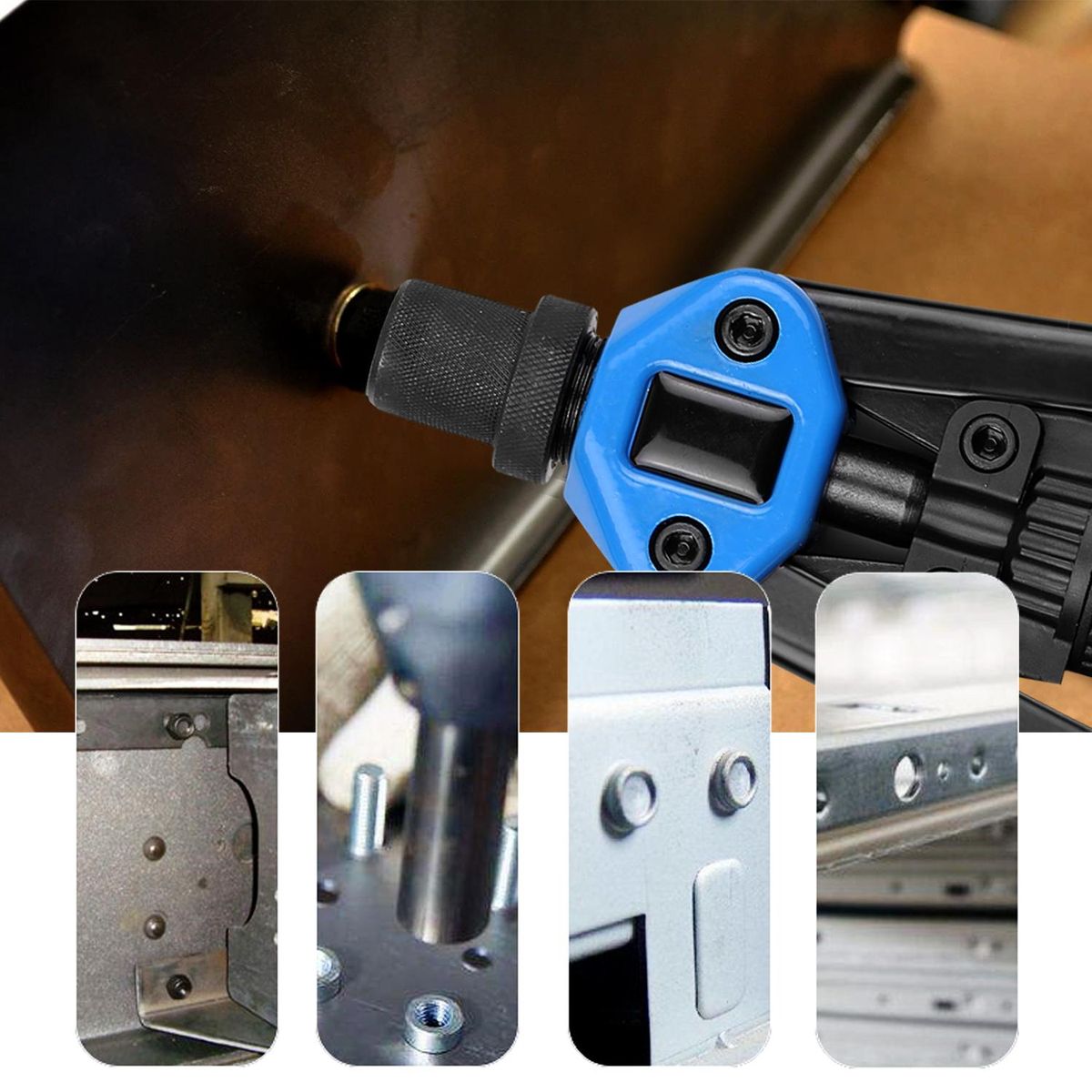 110Pcs Hand Rivet Nut Tool Riveting Tool Set Rivet Nut Setter Kit with 100pcs Assorted Rivet Nuts 7 Metric Mandrels of M3/M4/M5/M6/M8/M10/M12 and Molded Carrying Case