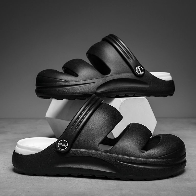 Cool Summer Sandals Men's Waterproof Beach Shoes Size 36-45 New Arrival Unisex Luxury Platform Clogs Sandals Lovers Casual Rubber Slippers Couple Slides Black