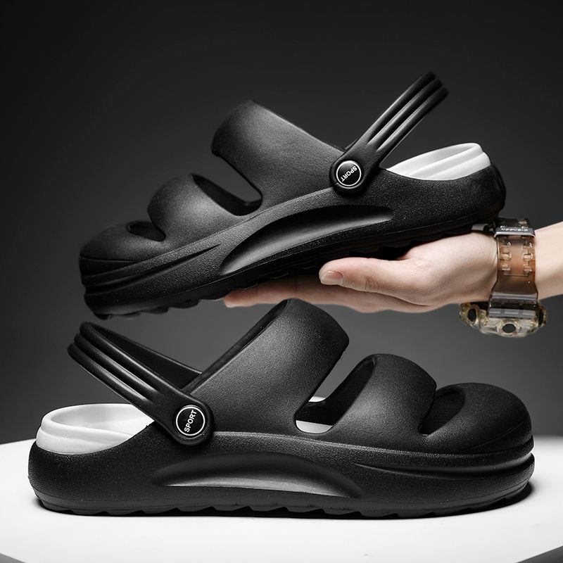 Cool Summer Sandals Men's Waterproof Beach Shoes Size 36-45 New Arrival Unisex Luxury Platform Clogs Sandals Lovers Casual Rubber Slippers Couple Slides Black