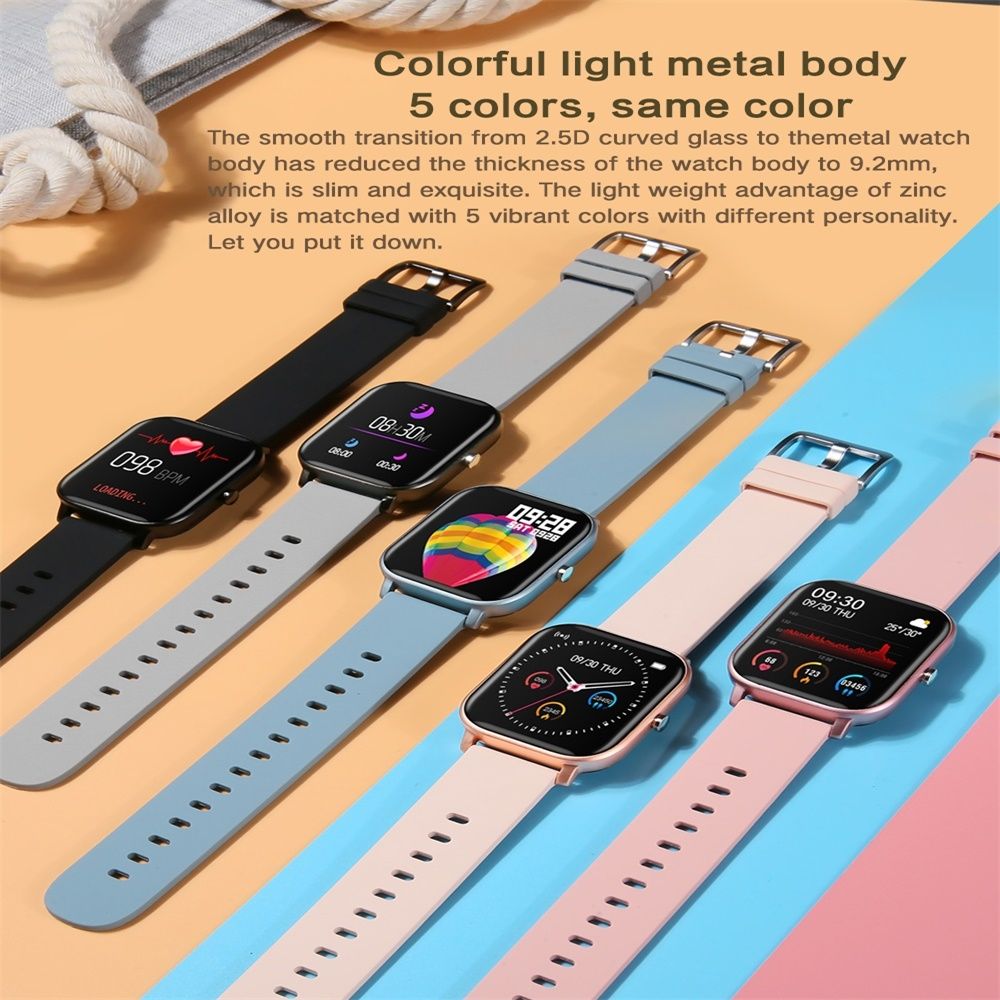 P8 1.4 Inch Color Screen Smart Watch IPX7 Waterproof,Support Call Reminder /Heart Rate Monitoring/Sleep Monitoring/Blood Pressure Monitoring/Blood Oxygen Monitoring(Pink)
