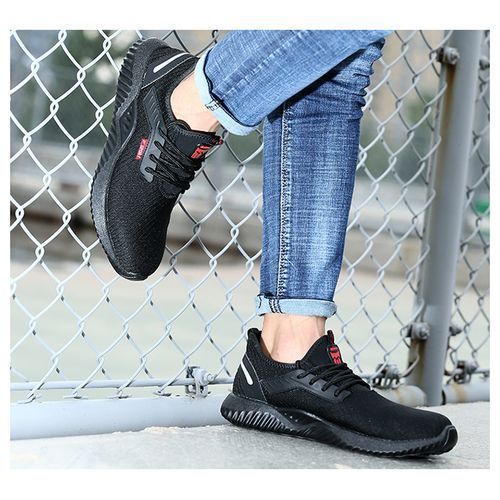 Mens Wear-resisting Big Size Shoes Males Non-slip Stab Proof Shoes Black