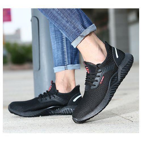 Mens Wear-resisting Big Size Shoes Males Non-slip Stab Proof Shoes Black
