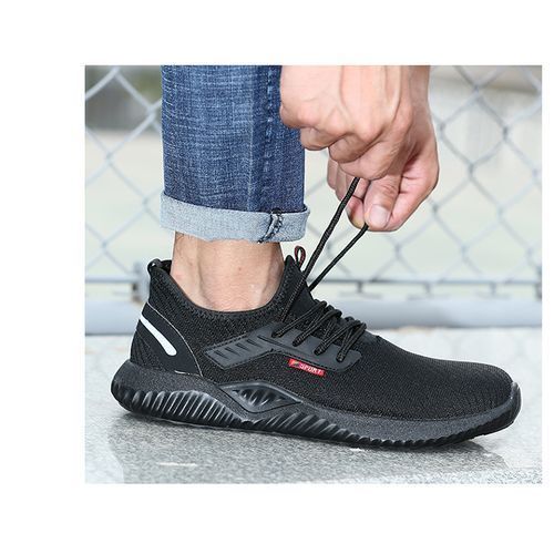 Mens Wear-resisting Big Size Shoes Males Non-slip Stab Proof Shoes Black