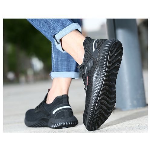 Mens Wear-resisting Big Size Shoes Males Non-slip Stab Proof Shoes Black