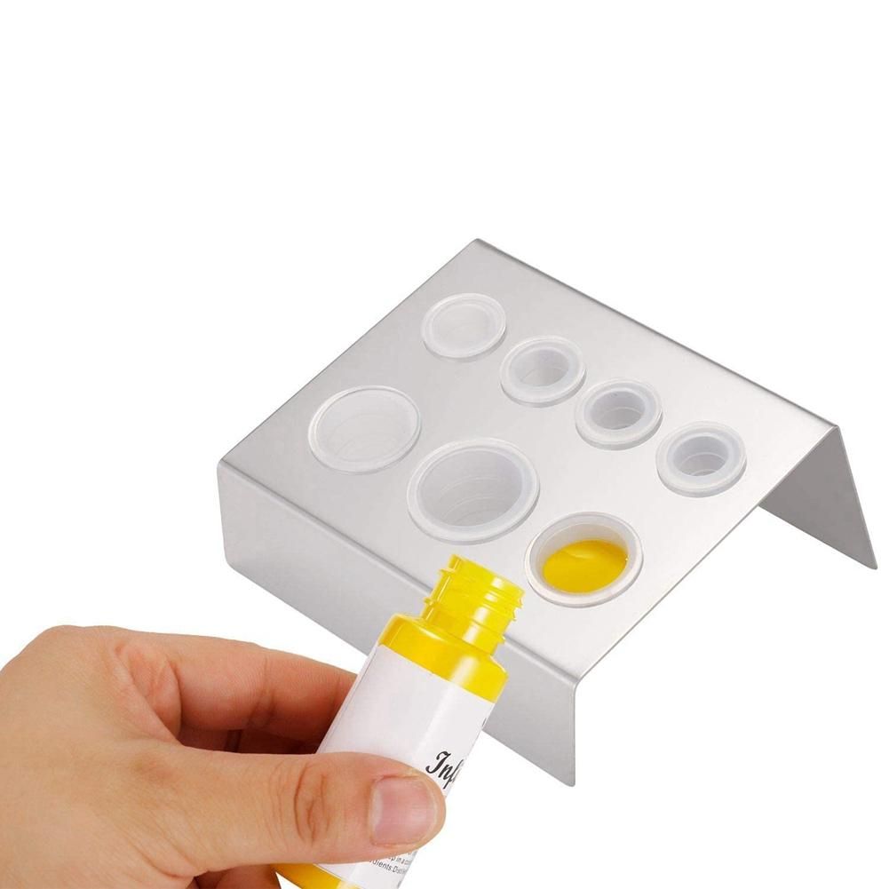 Tattoo Ink Cup Holder,10Pcs 7 Holes Stainless Steel Tattoo