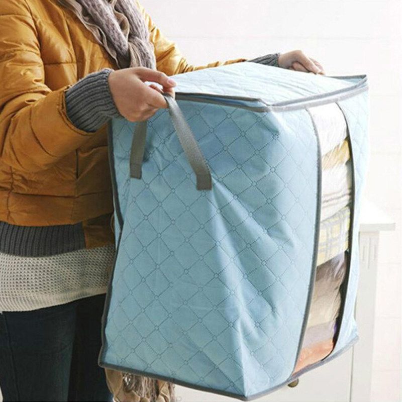 Portable Quilt Storage Bag Clothes Wardrobe Blanket-Grey