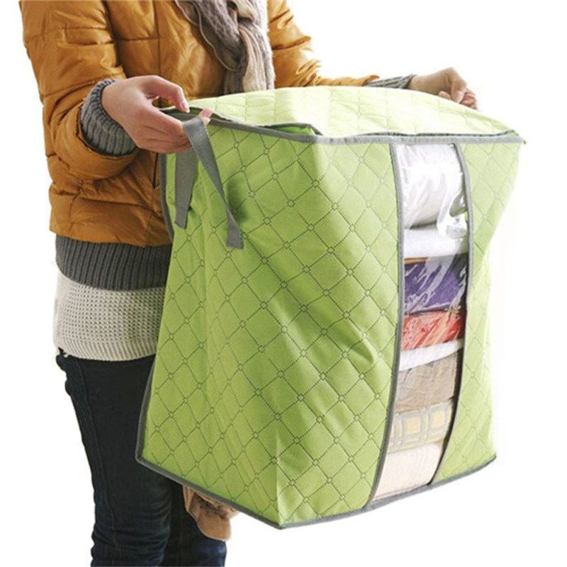 Portable Quilt Storage Bag Clothes Wardrobe Blanket-Grey