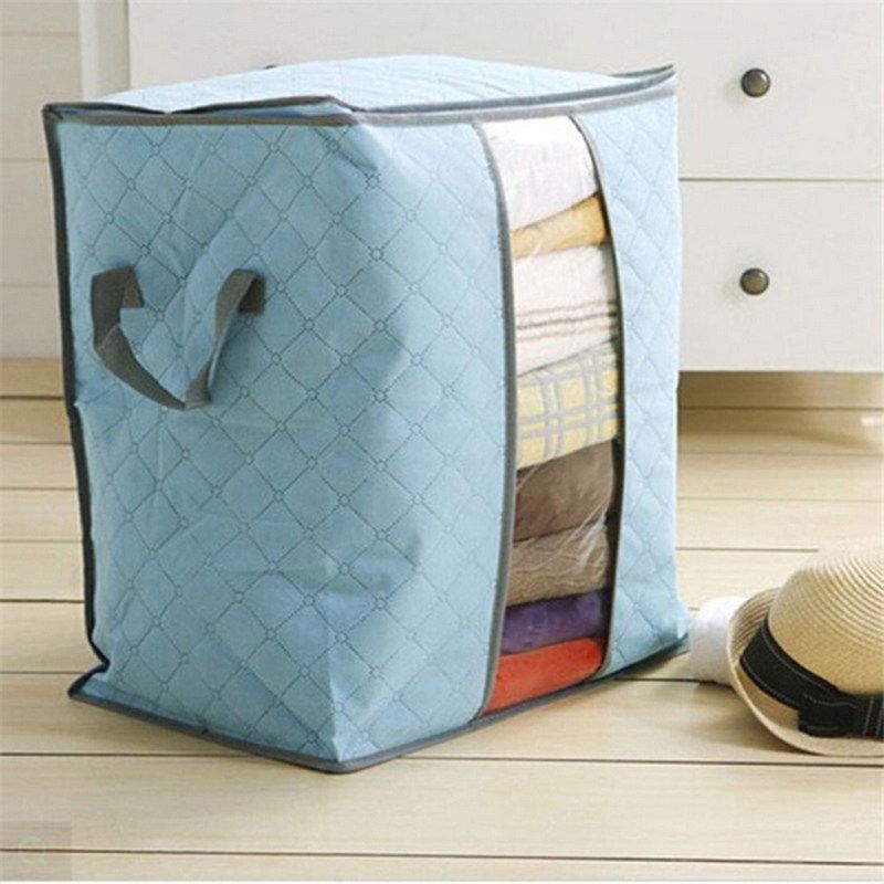 Portable Quilt Storage Bag Clothes Wardrobe Blanket-Grey