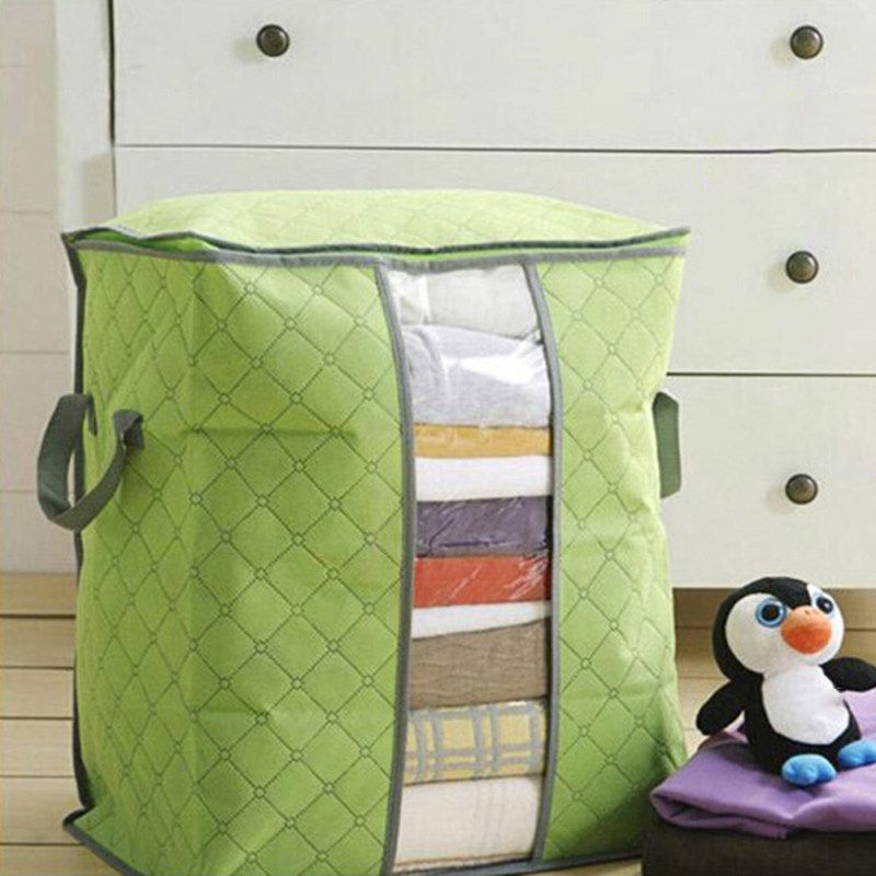Portable Quilt Storage Bag Clothes Wardrobe Blanket-Grey