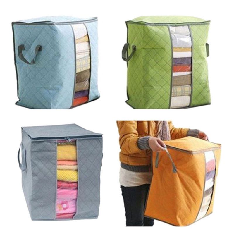 Portable Quilt Storage Bag Clothes Wardrobe Blanket-Grey