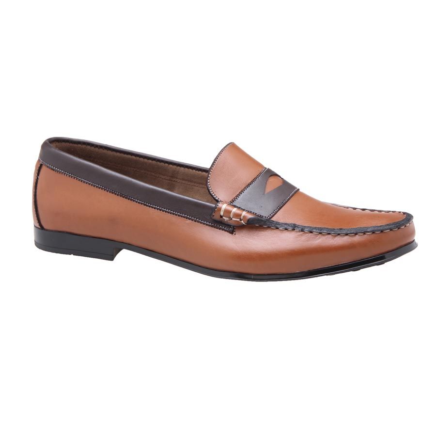 Leather Loafers In Two Shades - Brown