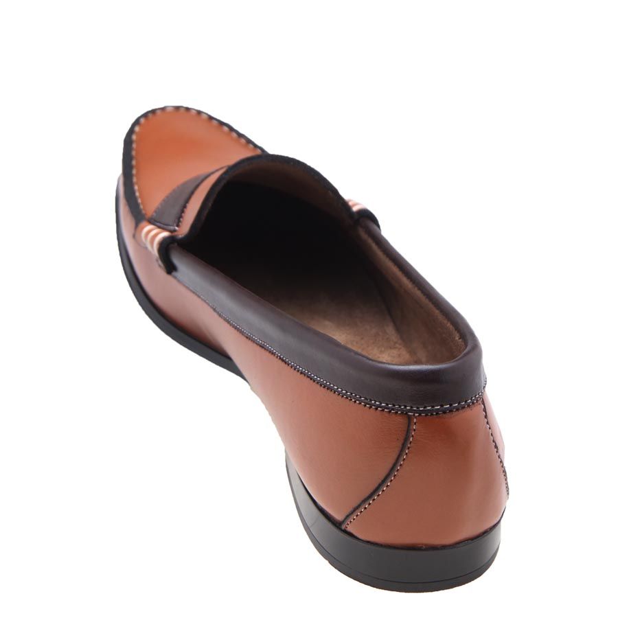 Leather Loafers In Two Shades - Brown