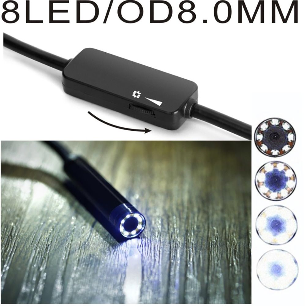 8mm Wifi Endoscope Android/IOS/PC Borescope Waterproof Lens 8 LED Lights Endoscopic HD Camera Soft Tube Wifi Endoscope Camera-5M Softwire