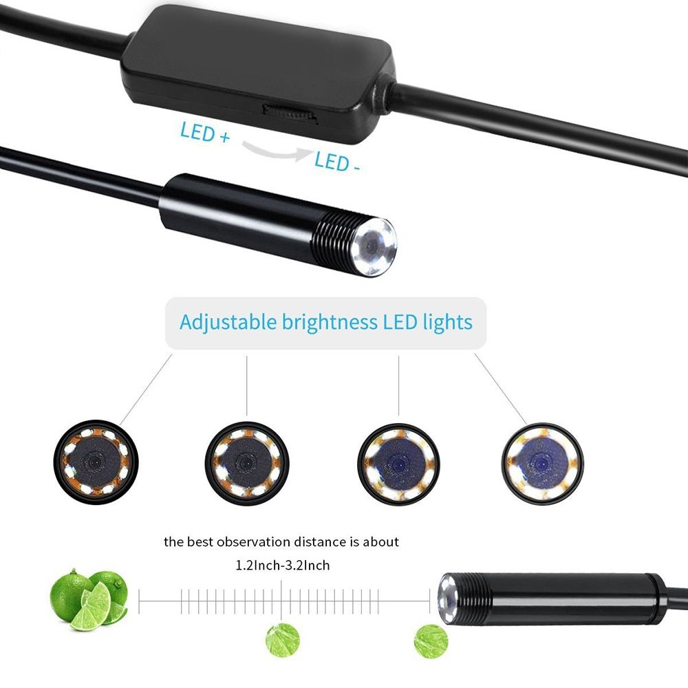 8mm Wifi Endoscope Android/IOS/PC Borescope Waterproof Lens 8 LED Lights Endoscopic HD Camera Soft Tube Wifi Endoscope Camera-5M Softwire