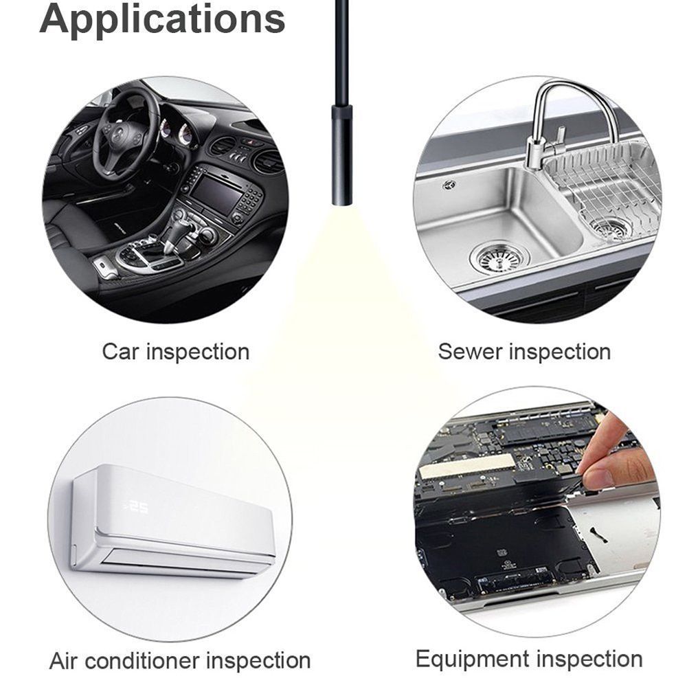 8mm Wifi Endoscope Android/IOS/PC Borescope Waterproof Lens 8 LED Lights Endoscopic HD Camera Soft Tube Wifi Endoscope Camera-5M Softwire