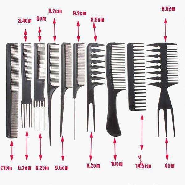 10pcs Pro Salon Hair Styling Hairdressing Barbers Black Combs Set Kit USA
