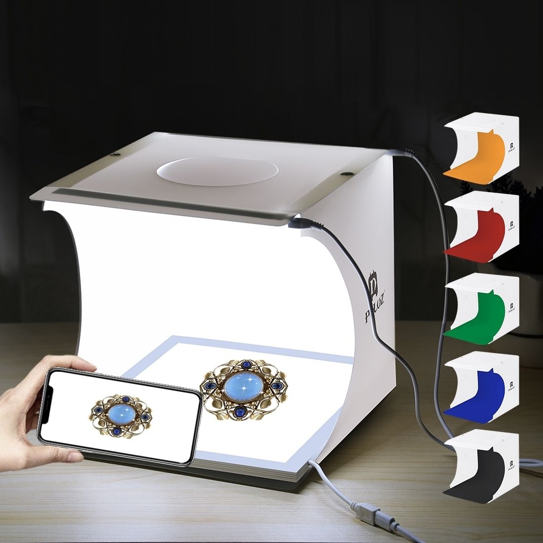 PULUZ Mini LED Photography Shadowless Light Lamp Panel Pad + Studio Shooting Tent Box, Acrylic Material, 20cm X 20cm Effective Area