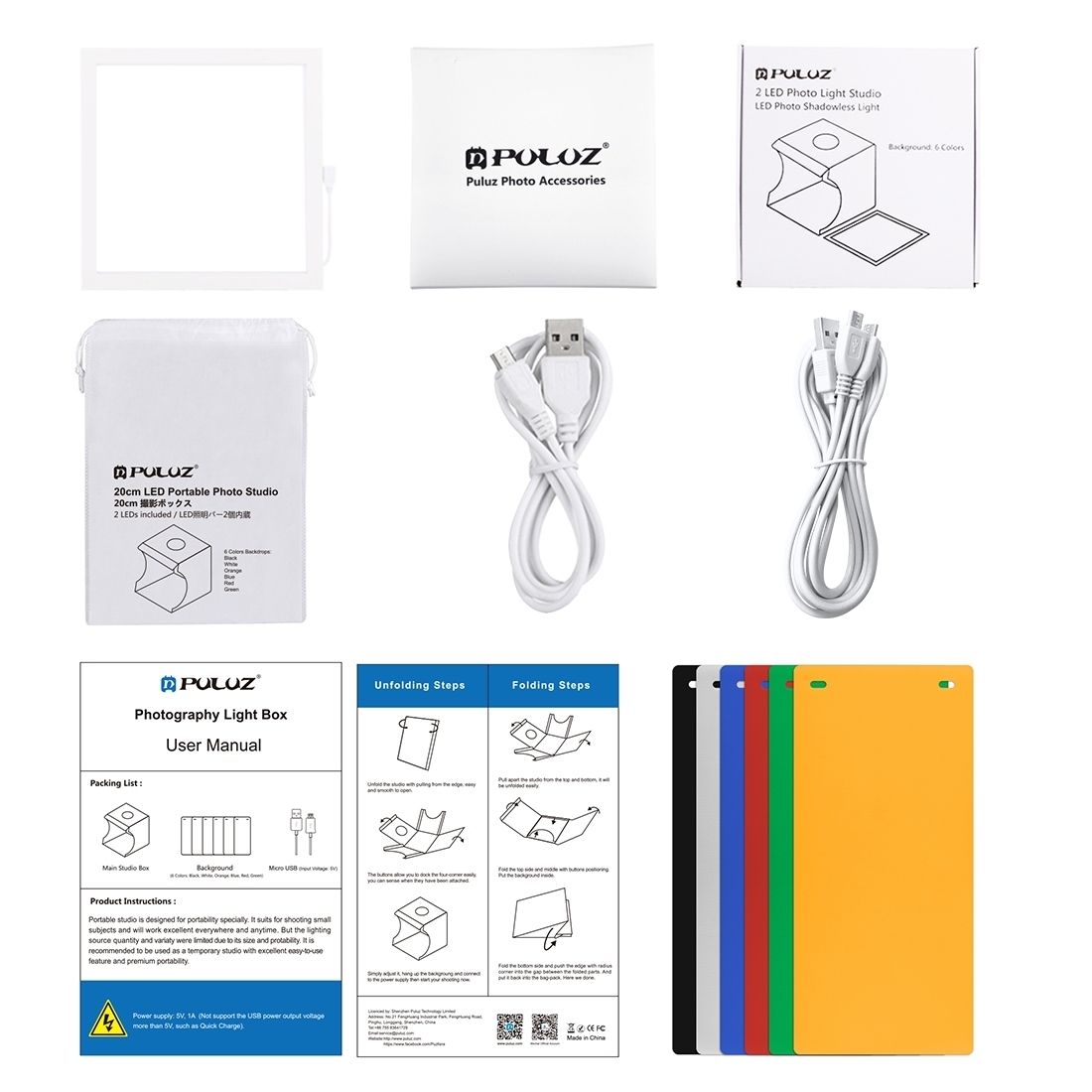 PULUZ Mini LED Photography Shadowless Light Lamp Panel Pad + Studio Shooting Tent Box, Acrylic Material, 20cm X 20cm Effective Area