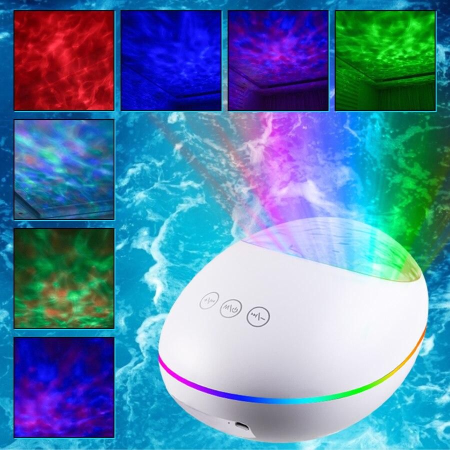 Night Lamp Ocean Wave Projector Color Changing Light Projector Nightlight Bedroom Bluetooth Speaker Lamp Children's Night Light