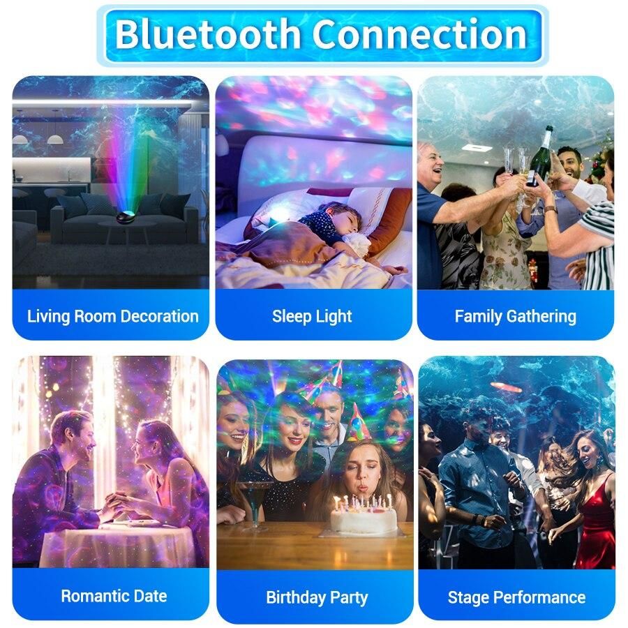Night Lamp Ocean Wave Projector Color Changing Light Projector Nightlight Bedroom Bluetooth Speaker Lamp Children's Night Light