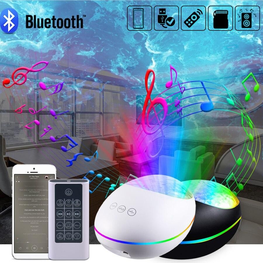 Night Lamp Ocean Wave Projector Color Changing Light Projector Nightlight Bedroom Bluetooth Speaker Lamp Children's Night Light