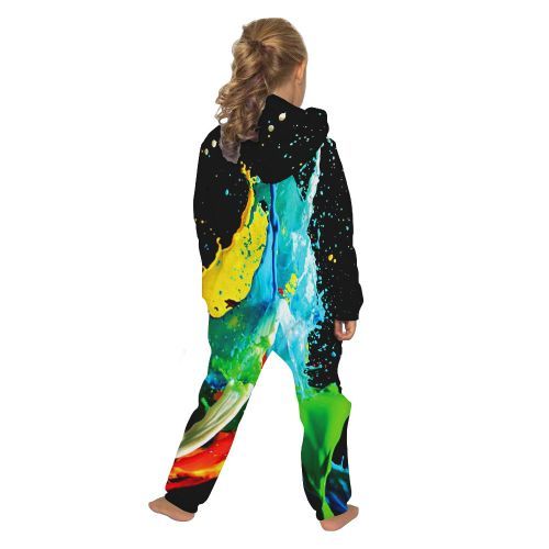 Parent-child Color Ink Hooded Jumpsuit---ChildTKAA001-BES018