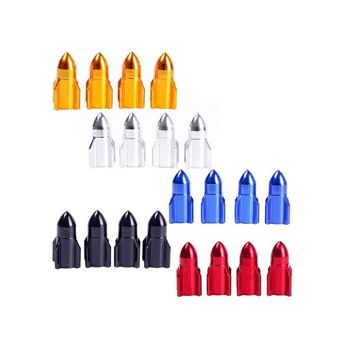 4Pcs Auto Car Bike Aluminum Alloy Rocket Shape Tire-Blue