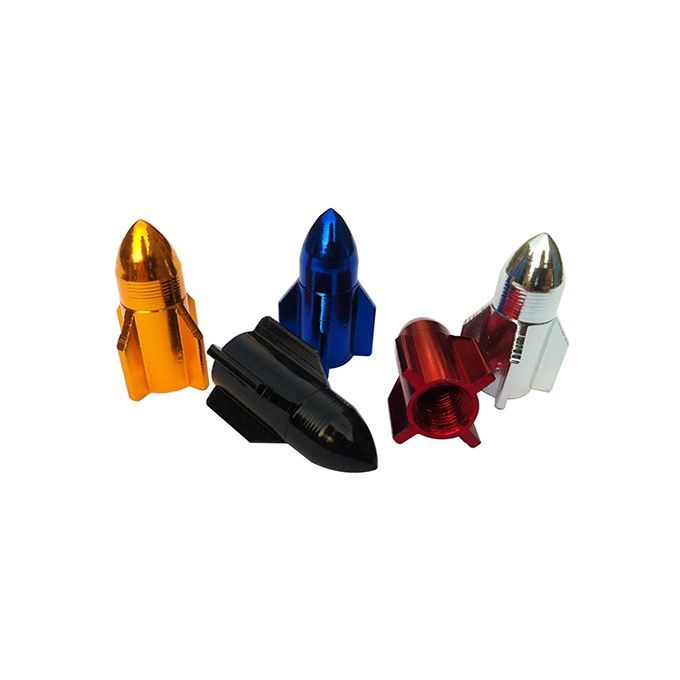 4Pcs Auto Car Bike Aluminum Alloy Rocket Shape Tire-Blue