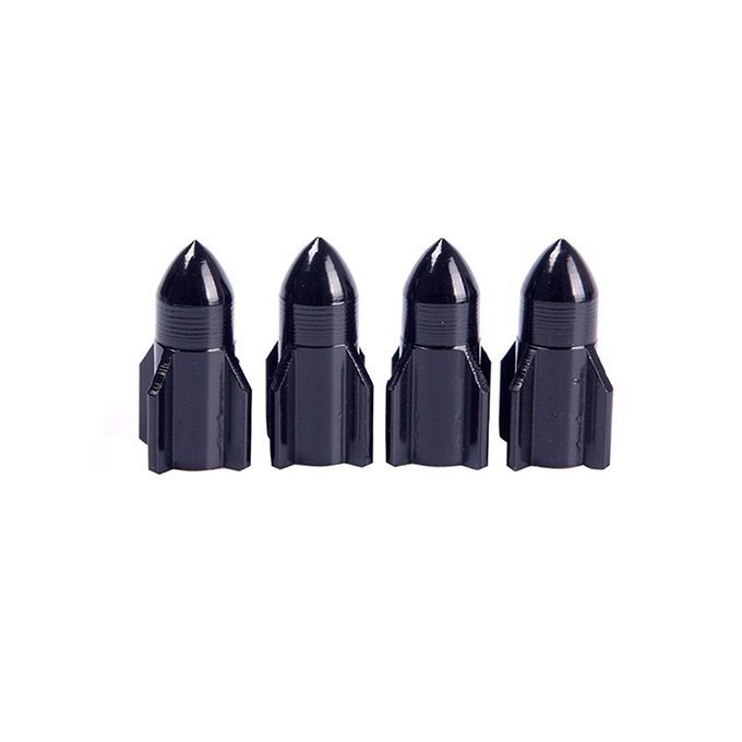 4Pcs Auto Car Bike Aluminum Alloy Rocket Shape Tire-Blue
